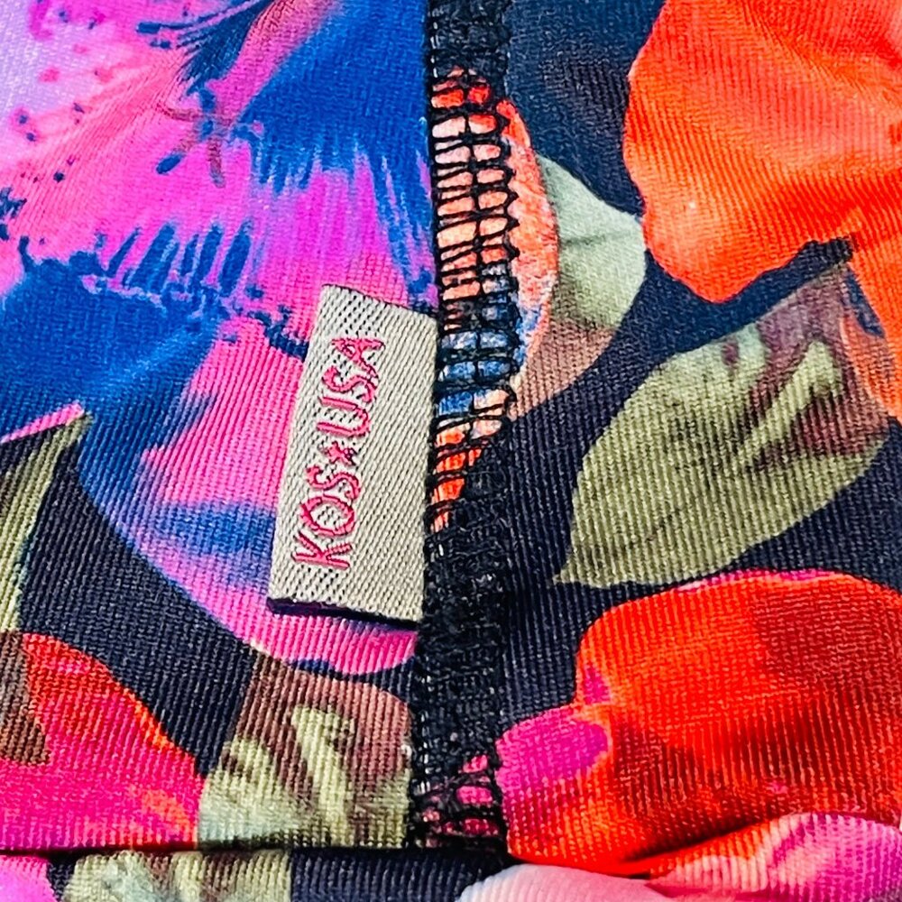 KOS USA Womens Floral Print Leggings Size S Stretch Fitness Capri Leggings - Picture 7 of 7